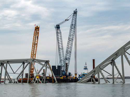 crane barges francis scott key bridge baltimore md